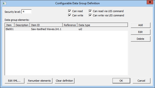 Configurable Data Group Definition